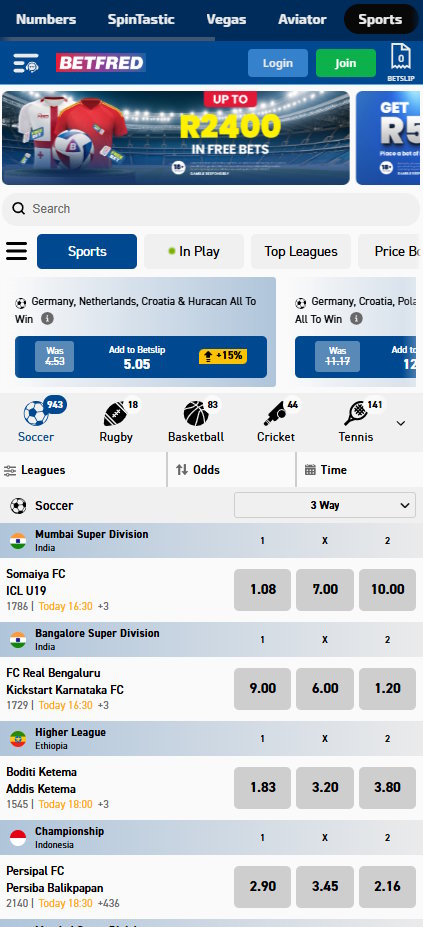 betfred sports betting page