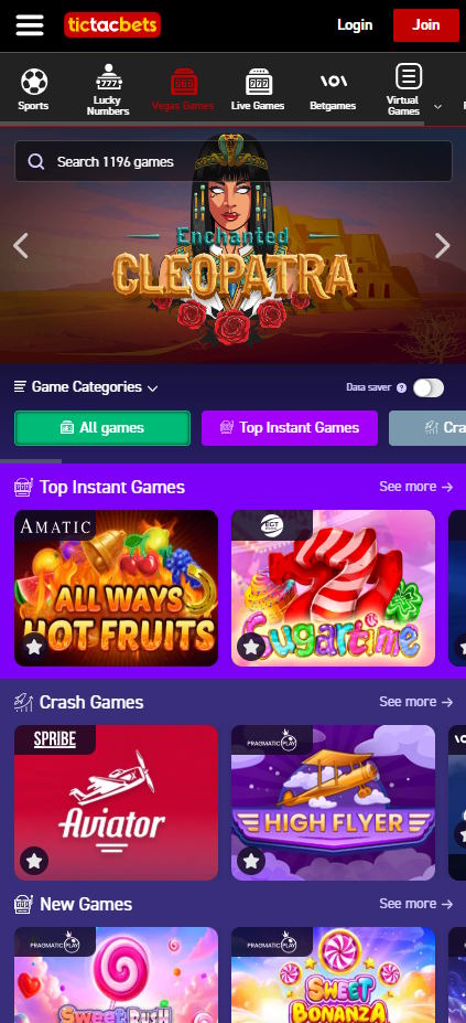 tic tac bets online casino page