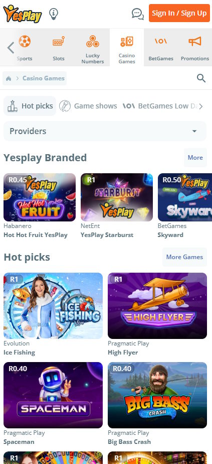 yesplay online casino page
